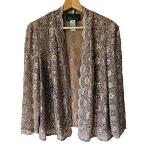 Alex Evenings Champagne Separate Sz16W Open Front Cardigan Cover Up Shimmer New